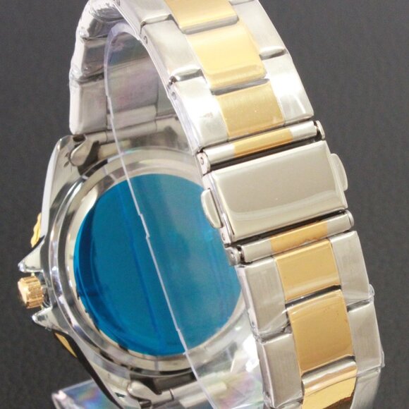 Men's Diver Style Watch Black Bezel Silver Gold Tone 40mm - Picture 14 of 14